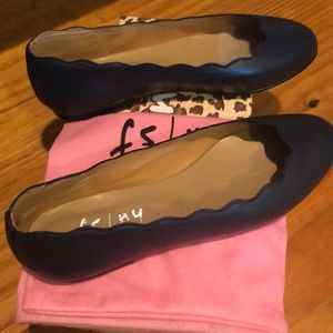 French Sole - FS/NY Navy Teardrop Leather Flat